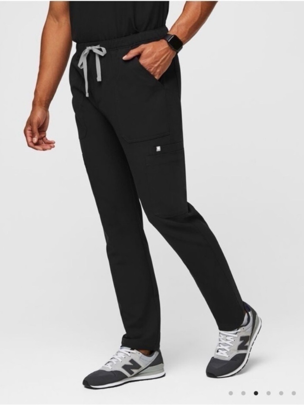 Figs Cairo Cargo Scrub Pants Black Grey Drawstring Mens Size Large/Short
